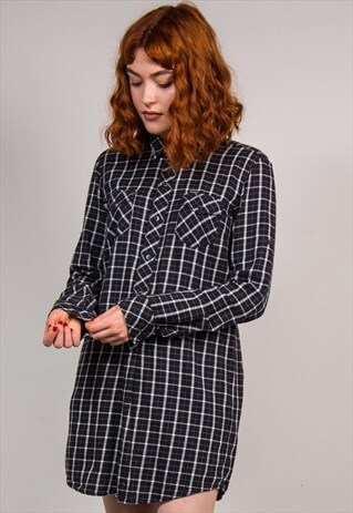 VINTAGE 90'S BLACK CARHARTT CHECK SHIRT FLANNEL DRESS
