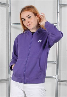 Vintage Nike Hoodie in Purple with Spell Out Logo Small