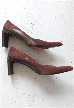DKNY Brown Suede and Leather Heels, Eur 40 / UK 6.5 / US 9