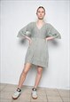 VINTAGE Y2K 00S PASTEL GREEN KNITTED A-LINE MINI DRESS