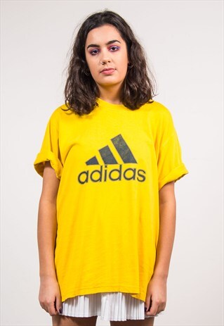 90'S VINTAGE BRIGHT YELLOW ADIDAS T-SHIRT