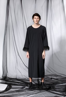 Black Elegant Robe For Man, Futuristic Clothing For Men,