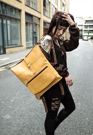 MUSTARD LEATHER WORK / LAPTOP BACKPACK (PREMIUM EDITION)