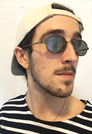 VINTAGE 90S SLIM OVAL METALLIC SUNGLASSES