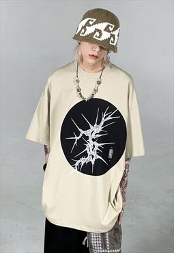Cream Graphic Cotton T shirt tee