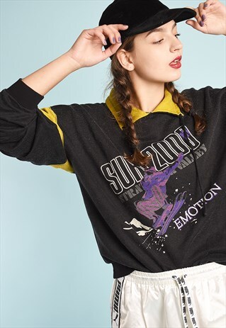 VINTAGE 90'S RETRO SLOGAN SWEATSHIRT JUMPER TOP