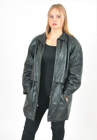 VINTAGE 80'S REAL LEATHER PARKA COAT