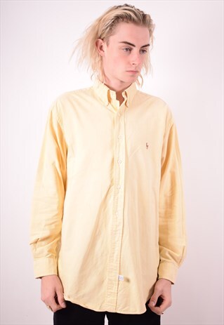 RALPH LAUREN MENS VINTAGE SHIRT LARGE YELLOW 90S