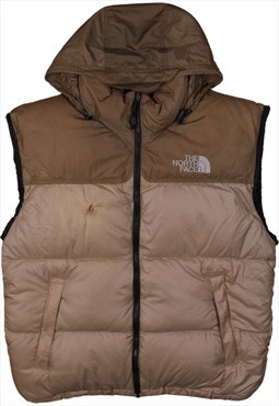 Vintage 90's The North Face Gilet Hooded Nuptse Tan Brown