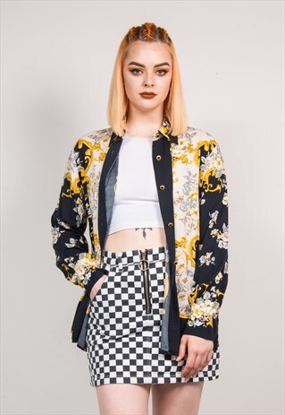 90'S VINTAGE FLORAL BAROQUE PATTERN SHIRT