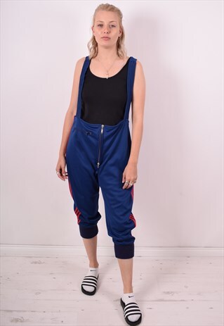 ADIDAS WOMENS VINTAGE DUNGAREES XL BLUE 90S