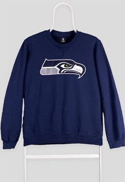 Vintage NFL Blue Sweatshirt Seattle Seahawks Embroidered XS