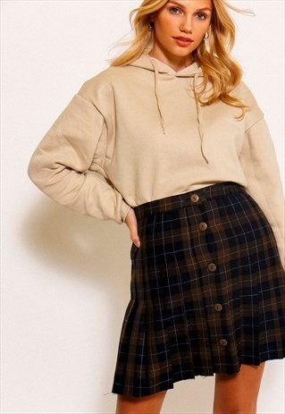 VINTAGE 90'S KHAKI CHECKED SKIRT