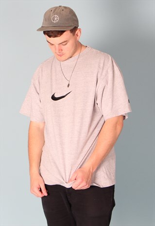 NIKE EMBROIDERED GREY T-SHIRT