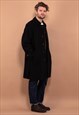 VINTAGE 90'S MEN WOOL BLEND COAT IN DARK GRAY