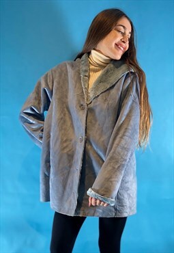 Y2K Vintage Short Blue Afghan Penny Lane Coat