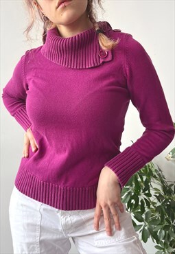 Vintage Y2K 00's Purple Turtleneck Pullover Sweater Jumper