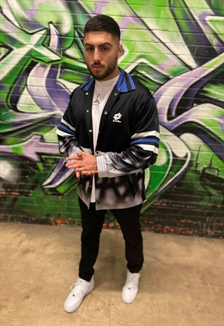 VINTAGE 90'S LOTTO TRACK JACKET IN BLACK & GREY