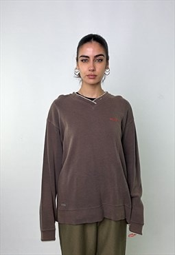 Brown Grey 90s Adidas Embroidered Sweatshirt
