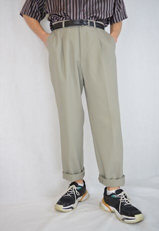 VINTAGE CREAM COLOUR CLASSIC STRAIGHT TROUSERS