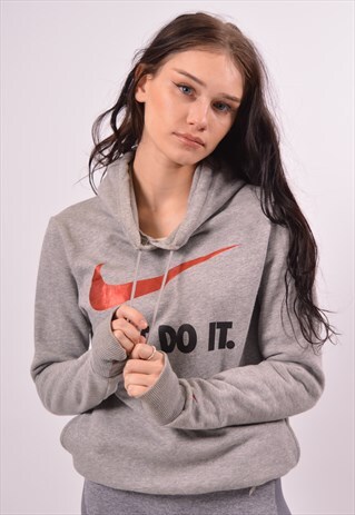 VINTAGE NIKE HOODIE JUMPER GREY