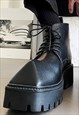 TRIANGLE TOE BOOTS EDGY PLATFORM SHOES CHUNKY SOLE IN BLACK