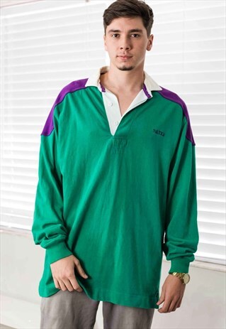 VINTAGE NAUTICA RUGBY SHIRT LOGO 90S L 26.2