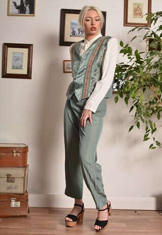 VINTAGE 90S EASTERN STYLE ONE PIECE JUMPSUIT IN GREEN