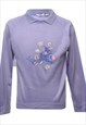 Vintage Floral Print Embroidered Sweatshirt - L