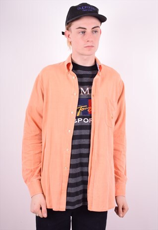 BURBERRY MENS VINTAGE SHIRT LARGE ORANGE 90'S