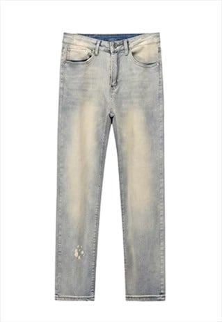 BLUE WASHED PANTS JEANS TROUSERS UNISEX 