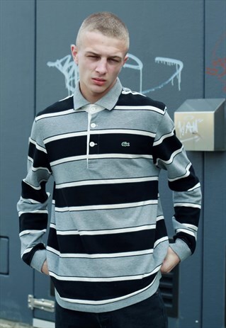 00S LACOSTE STRIPE RUGBY POLO SHIRT