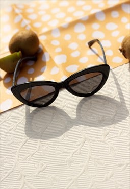 Black Chunky Mini Cat Eye Sunglasses