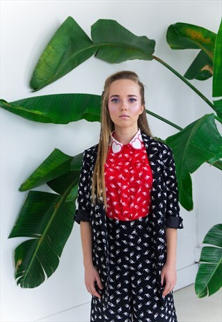 BLACK BLAZER JACKET WITH CATS