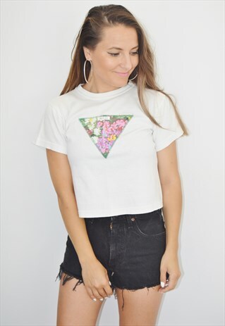 90S GUESS FESTIVAL CROP TOP/T-SHIRT MADE IN USA