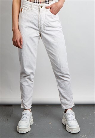 RARE VINTAGE 90'S TRUSSARDI WHITE CORDUROY MOM JEANS