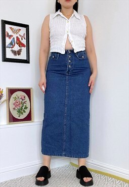 Vintage 90s Denim Maxi Skirt
