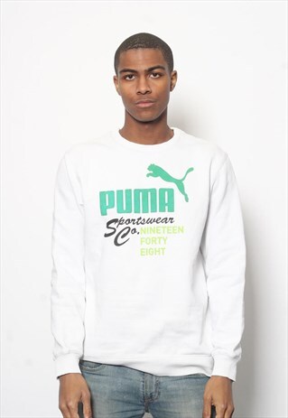 VINTAGE PUMA BIG LOGO SWEATSHIRT WHITE