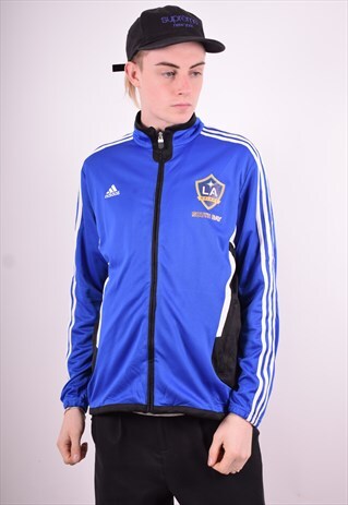 ADIDAS MENS VINTAGE TRACKSUIT TOP JACKET LARGE BLUE 90'S