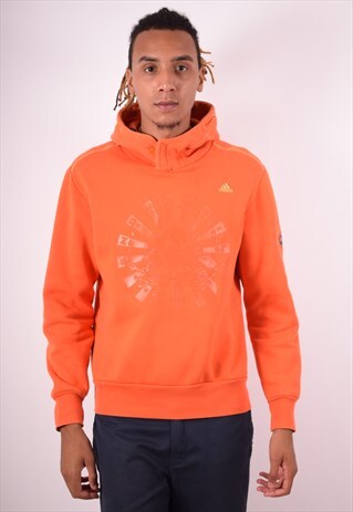 ADIDAS MENS VINTAGE HOODIE JUMPER MEDIUM ORANGE 90S