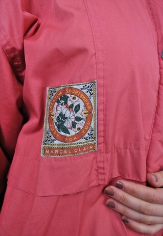 80S PINK ROSES PRINT PARKA JACKET, VINTAGE FLORAL SPRING