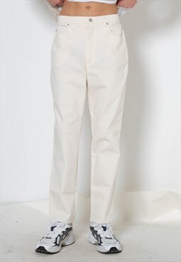 Vintage 90s Preppy Relaxed Cream Men Jeans W32