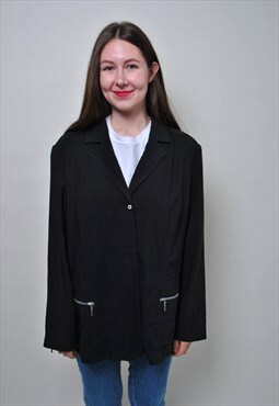 90's minimalist jacket, vintage casual black blazer