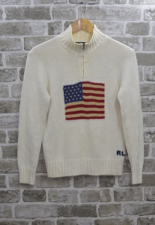 Vintage Polo Ralph Lauren USA Flag Quart.Zip Knitwear | COP Clothing ...