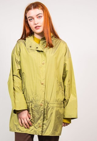 VINTAGE 90'S METALLIC GREEN OVERSIZED ANORAK COAT