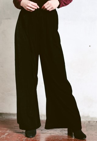 VINTAGE 80S FLARED BLACK VELVET PANTS