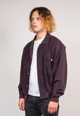 VINTAGE 90'S PURPLE SILK BOMBER STYLE JACKET