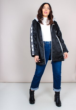 VINTAGE 90S BLACK SATIN PUMA JACKET