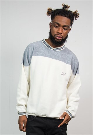 VINTAGE PUMA V NECK SWEATSHIRT