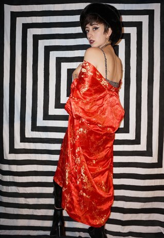 VINTAGE 90'S RED AND GOLD FESTIVAL KIMONO